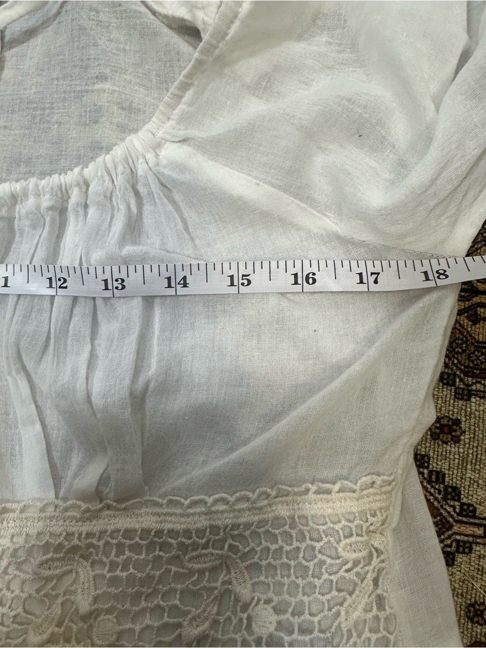 Women’s White Mini Dress with Cream Lace Trim - Picture 6 of 7